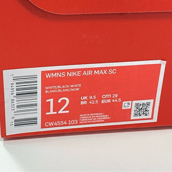 Nike Air Max SC Womens 12 White Black Logo CW4554-103 Mens 10.5 Walking Sneakers - Picture 13 of 13